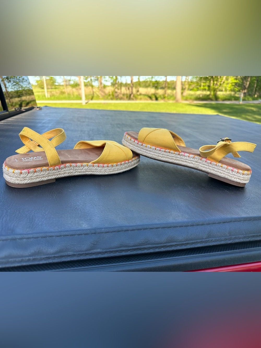 Toms Womens Abby Braided Espadrille Pineapple Yellow Flatform Sandal US W 10 New - Picture 5 of 6